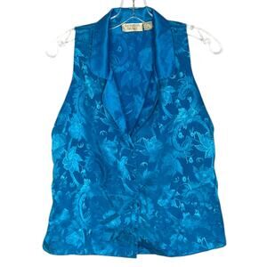 1990s Victoria’s Secret Gold Label Vintage Vest Satin Sleep Top Size Medium Blue